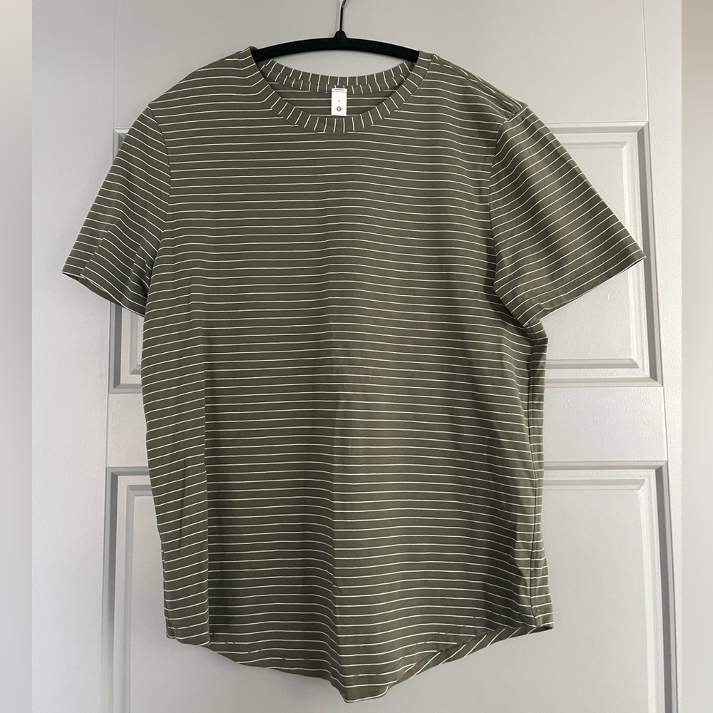 lululemon athletica Olive Striped Short Sleeve Tee
